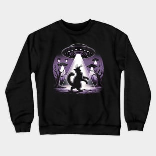 Funny Cat Being Abducted By Aliens Crewneck Sweatshirt